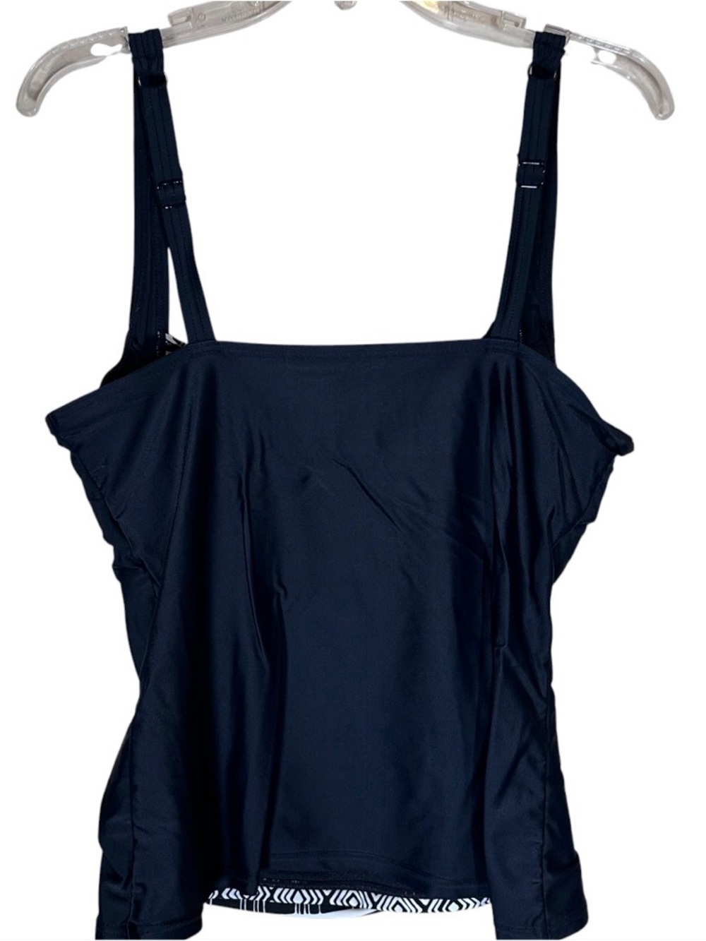Croft and Barrow Black and White Tankini swimsuit swim top womens 14D bikini - Picture 5 of 11